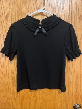 ROMWE Black Ruffle Blouse
